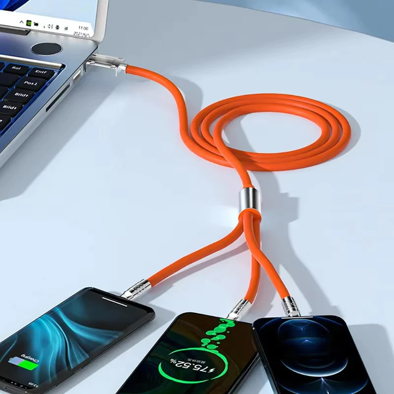 -in-1 Fast Charging Cable – Silicone Charger Cable for iPhone 15 Pro Max / Samsung / Xiaomi / Huawei - Image 2