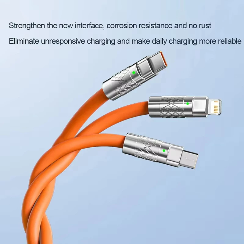 -in-1 Fast Charging Cable – Silicone Charger Cable for iPhone 15 Pro Max / Samsung / Xiaomi / Huawei - Image 3