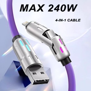 4-in-1 USB-C to USB-C Fast Charging Cable – 240W PD (Purple)