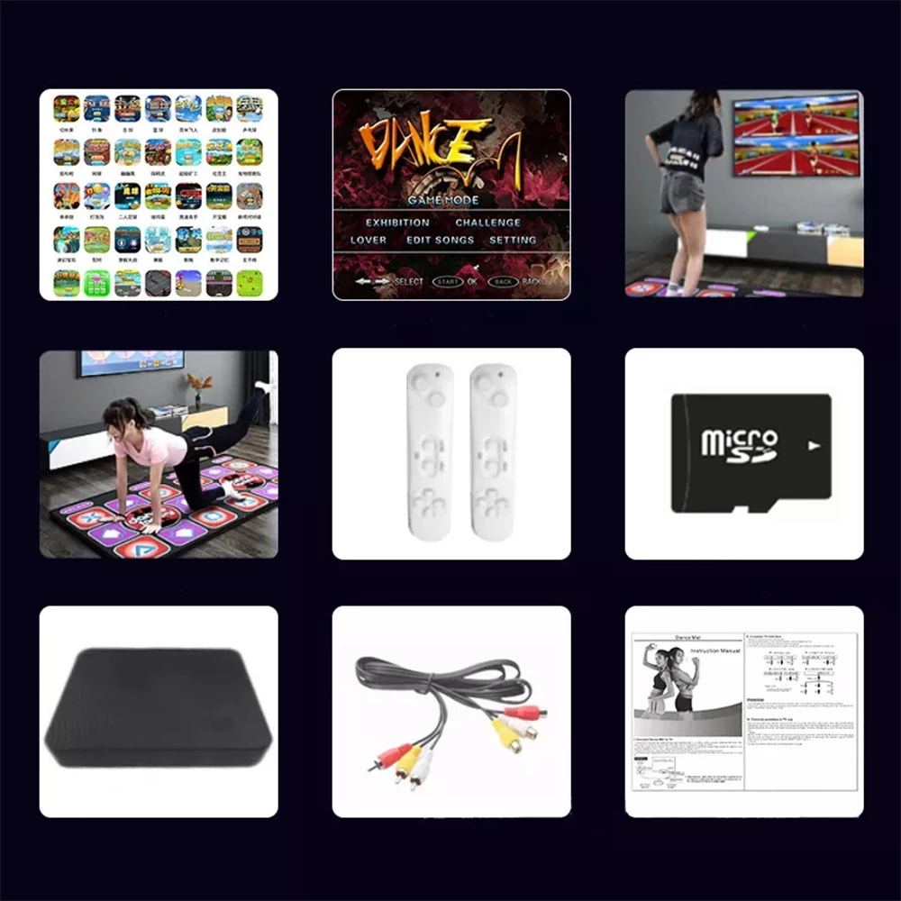 Dual Player Dance Mat TV Game – Dancing Pad with 2 Game Controllers, AV Output, English UI - Image 4