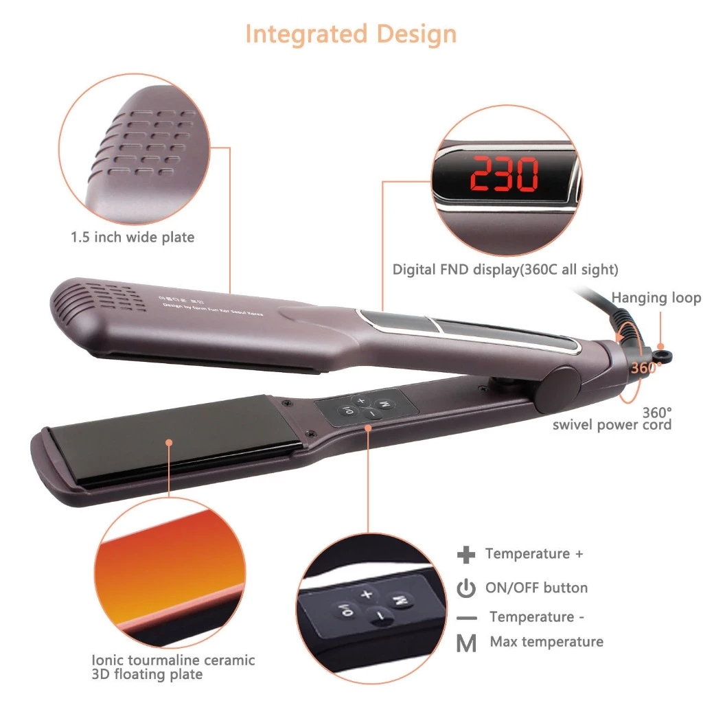 2-in-1 Hair Straightener & Curler – Korea Style Wide & Narrow Plate Design | 3D Floating Iron for Smooth & Bouncy Hair - Image 3