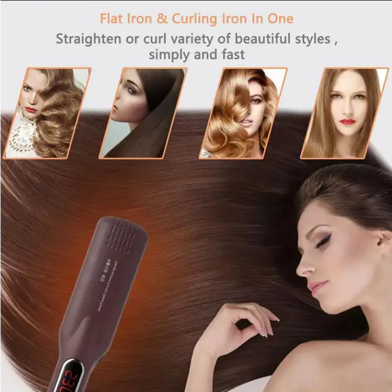 2-in-1 Hair Straightener & Curler – Korea Style Wide & Narrow Plate Design | 3D Floating Iron for Smooth & Bouncy Hair - Image 7