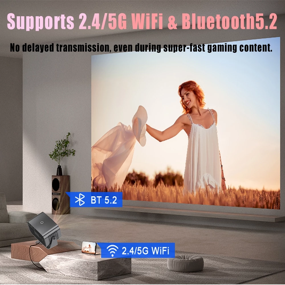 4K Mini Smart Projector A10 – Android System | 360° Rotation | Full HD Support | Wireless & Portable Home Theater - Image 4
